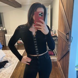 Black Garage Crop top with buckles